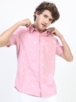 HIGHLANDER - Men Pink Slim Fit Floral Shirts