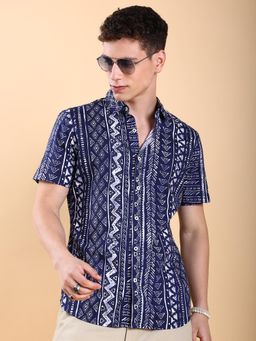 HIGHLANDER - Ethnic Printed Slim Fit Cotton Casual Shirt