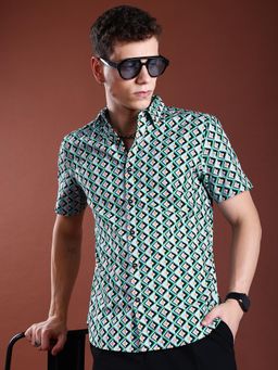 HIGHLANDER - Slim Fit Printed Cotton Casual Shirt