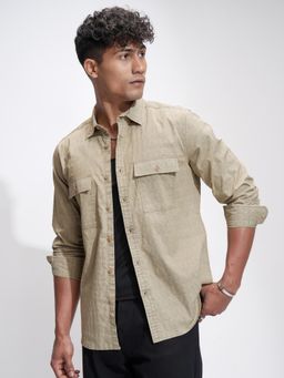 HIGHLANDER - Men Beige Sulphur Washed Utility Pocket Casual Shirt
