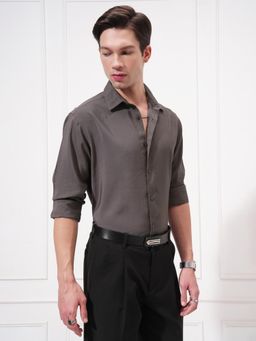 HIGHLANDER - Men Charcoal Short Sleeve Double Pocket Boxy Fit shirt