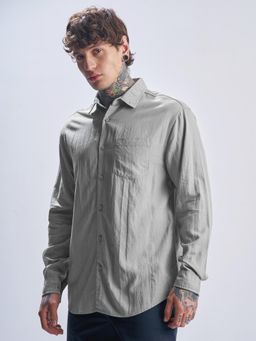 HIGHLANDER - Men Grey Solid Relaxed Shirt