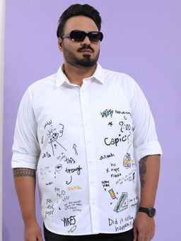 HIGHLANDER - Plus Size Printed Spread Collar Cotton Shirt
