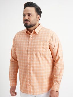 HIGHLANDER - Men Orange Popcorn Occasion Slim Fit Shirt