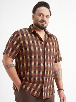 HIGHLANDER - Men Brown Popcorn Printed Casual Regular Fit Shirt