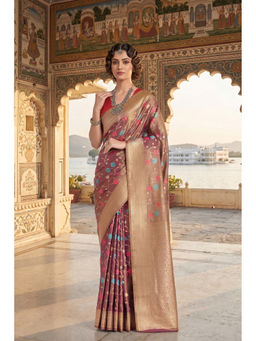 Monjolika Fashion - Women Brown Tissue Woven Saree with Blouse