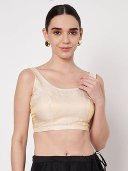 Studio Rasa - Women White Chanderi Stripes Stitched Blouse