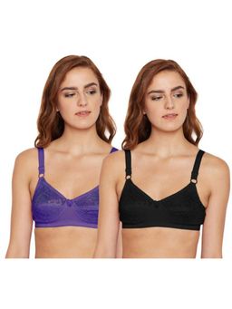 Bodycare - Pack of 2 B-C-D Cup Bra In Dark Purple & Black Colour
