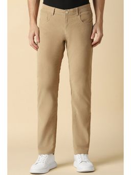 Allen Solly - Men Beige Slim Fit Textured Casual Trousers