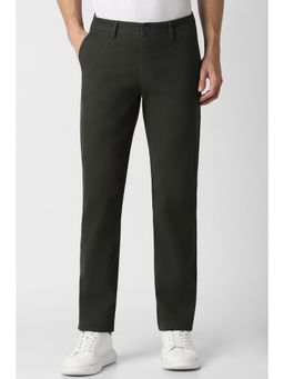 Peter England - Men Green Solid Super Slim Fit Casual Trousers