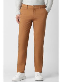 Peter England - Men Brown Solid Super Slim Fit Casual Trousers