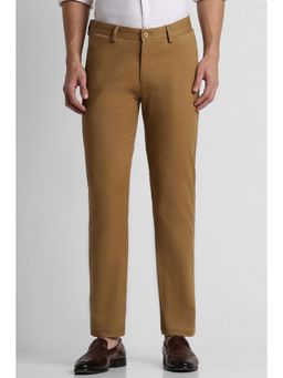 Peter England - Men Brown Solid Super Slim Fit Casual Trousers
