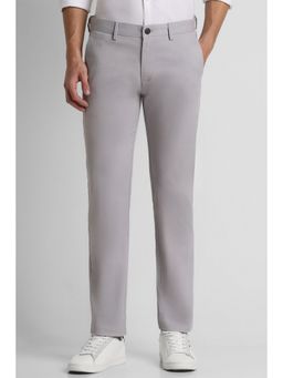 Peter England - Men Grey Solid Super Slim Fit Casual Trousers