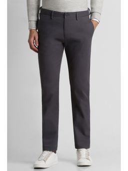 Peter England - Men Grey Solid Super Slim Fit Casual Trousers