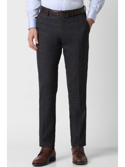 Peter England - Men Black Check Slim Fit Formal Trousers