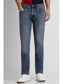 Peter England - Men Blue Mid Wash Regular Fit Jeans