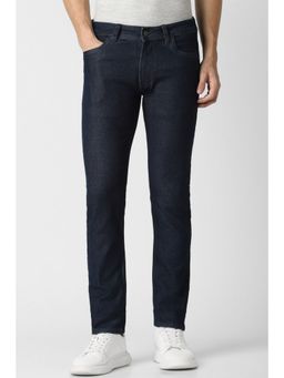 Peter England - Men Navy Blue Dark Wash Slim Tapered Jeans