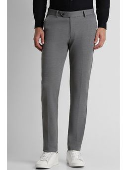 Peter England - Men Grey Textured Super Slim Fit Formal Trousers