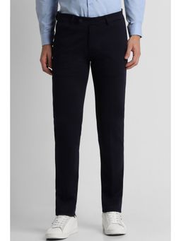 Peter England - Men Blue Stripe Super Slim Fit Formal Trousers