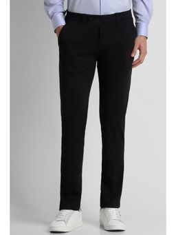 Peter England - Men Black Stripe Super Slim Fit Formal Trousers