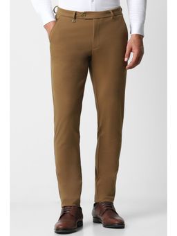 Van Heusen - Men Brown Textured Ultra Slim Fit Formal Trousers