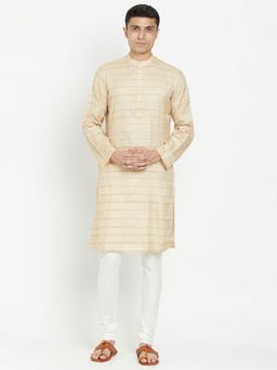 Fabindia - Silk Off White Checked Men Kurta