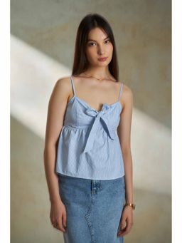 Virgio - Blue Cami Top with Bow Detail