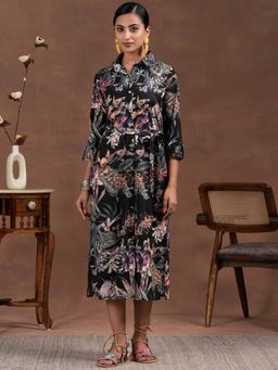 Libas - Multicolor Floral Printed Midi Dress with Belt (Set of 2)