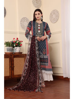 THE COTTON LAWN SHOP - Women Multi-Color Printed Unstitched Dress Material (Set of 3)