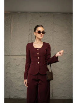 VALESI - Burgundy Ophelia Solid Blazer