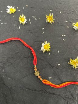 Digital Dress Room - Simple Designer Chandan Rakhi Om Designs Thread Rakhi