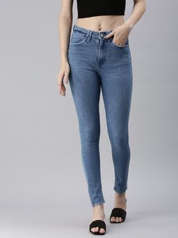 SHOWOFFFF - Women's Clean Look Blue Skinny Fit Denim Jeans
