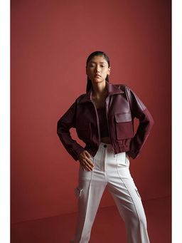 The Dapper Lady - Burgundy Leather Jacket