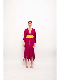 NEORA BY NEHAL CHOPRA - Red Asymmetrical Cape