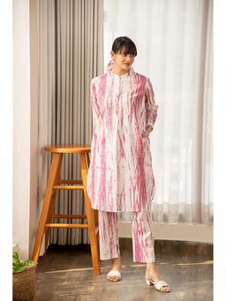 EKOHUM - Mauve and White Shibori Print Co-Ord Set