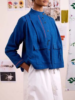 Doodlage - Women Blue Cotton Jacket
