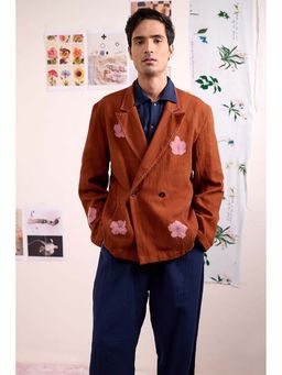 Doodlage - Unisex Brown Cotton Blazer