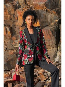 Label Iris - Black Rose Flower Blazer