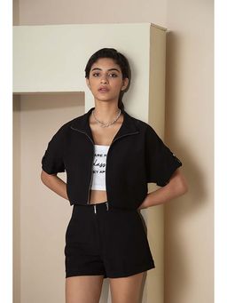 The Dapper Lady - Jet Black Crop jacket