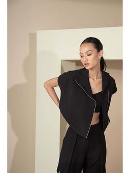 The Dapper Lady - Jet-Black Overshirt Jacket