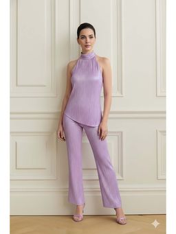 Mangalmay By Aastha - Lilac Gleam Lavender Halter Neck Top And Pant Co-Ord Set