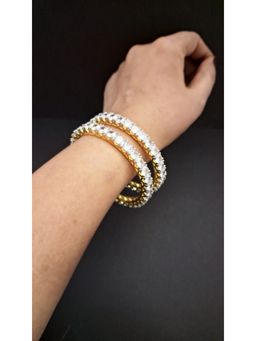 ZEVARLY - Gold-Plated American Diamond Studded Bangles (Pack of 2)