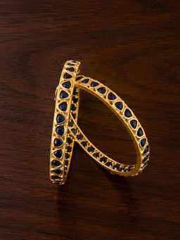 ZEVARLY - Gold-Plated American Diamond Cubic Zirconia Stone-Studded Bangles (Pack of 2)