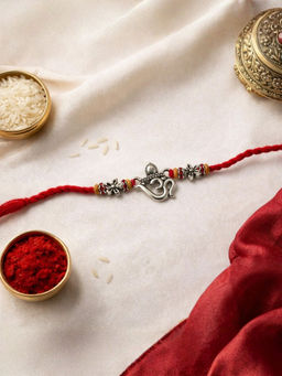 I Jewels - Spiritual Om Thread Rakhi With Roli Chawal Rakshabandhan Card