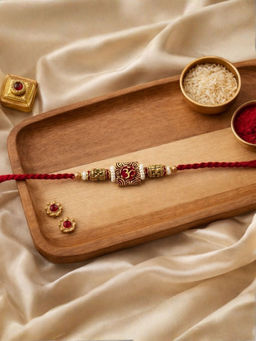 I Jewels - Spiritual Om Thread Rakhi With Roli Chawal Rakshabandhan Card