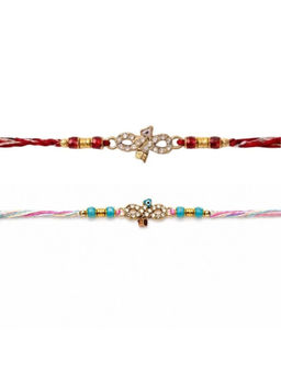 I Jewels - Infinity Evil Eye Rakhi With Roli Chawal Rakshabandhan Card (Pack of 2)