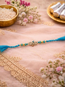 I Jewels - Infinity Symbol Thread Rakhi With Roli Chawal Rakshabandhan Card