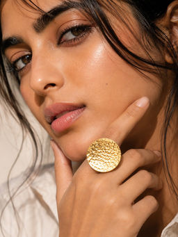 Niska - Luna Textured Gold Plated Adjustable Ring