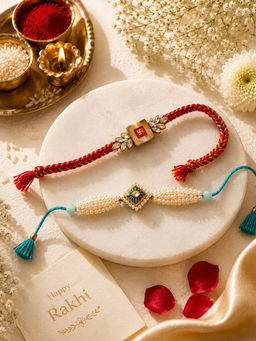Niska - Pearl Kundan Rakhi (Pack of 2)
