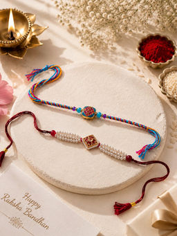 Niska - Modern Kundan Rakhi (Pack of 2)